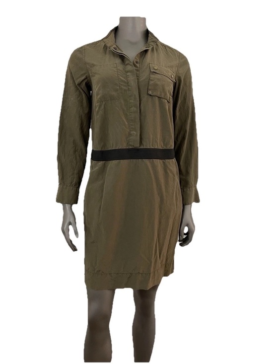 Banana Republic Dresses & Skirts - Banana‎ Republic Silk Dress Women’s 6 Green Cotton Cargo Knee Elastic Waist Army